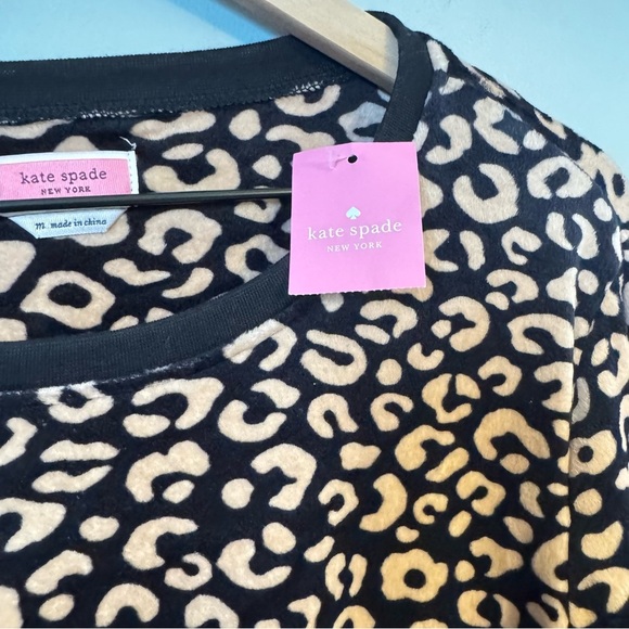 NWT- Kate Spade Velour Jogger Animal Print Pajama Top- Long Sleeve- Size M - Picture 4 of 6